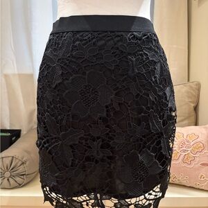 American Eagle Outfitters Black Floral Lace Mini Skirt